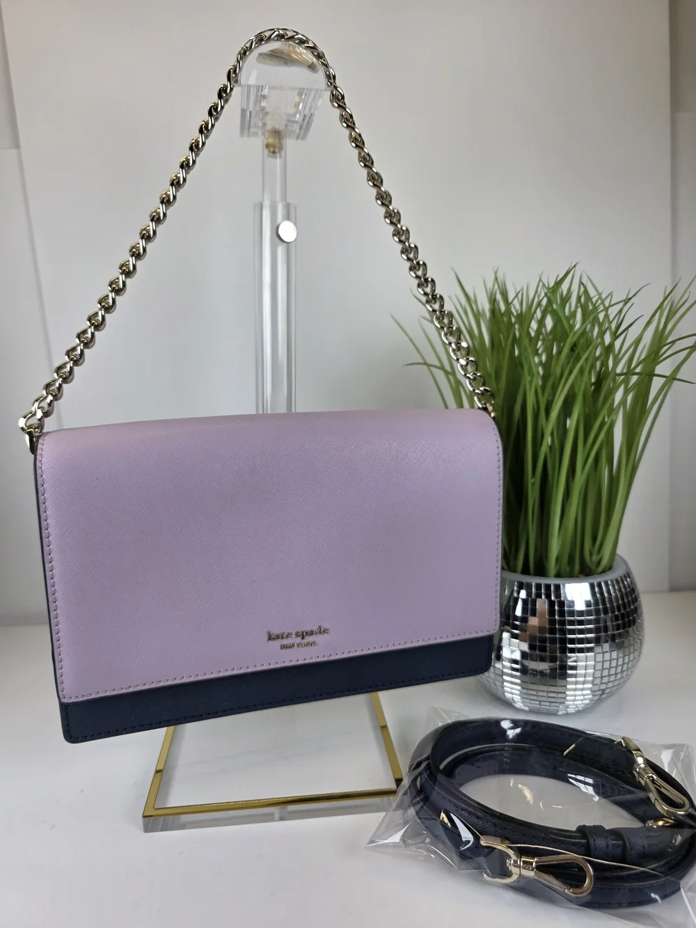 Kate Spade New York Blockcolor Lavender White & Navy Shoulder Crossbody Bag